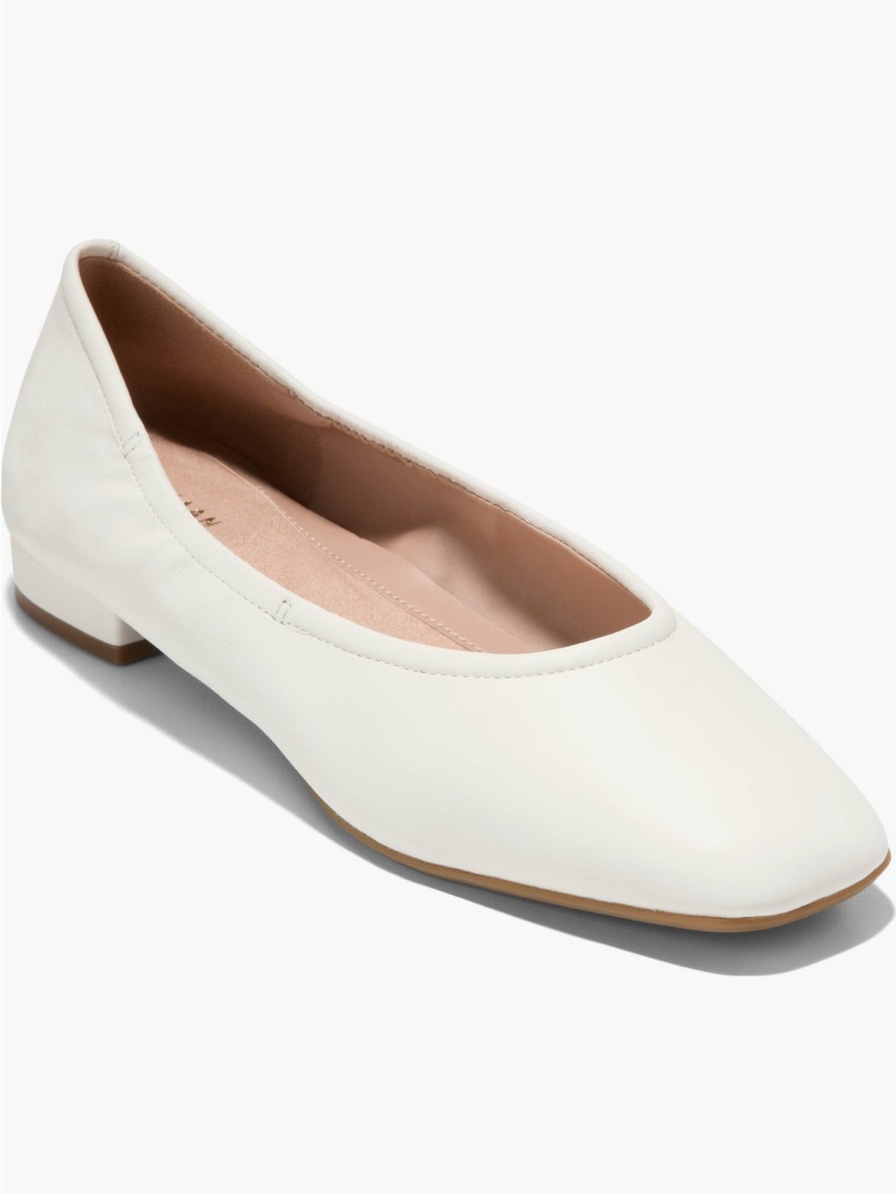 Cole Haan Go-To Valinda Ballet Flat Square Toe White Powder Leather 8.5 New